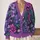 Purple Botanical Blooms for Relaxed Everyday Layering, Women’s Spring and Fall Style All-over Print Knitted Cardigan - 2