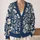 Navy Botanical Blooms For Relaxed Weekend Layering And Everyday Garden Style Lovers All-over Print Knitted Cardigan - 2