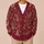 Burgundy Paisley Teardrops and Floral Scrolls for Autumn Layering, Women's Vintage Style All-over Print Knitted Cardigan - 6