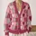 Heart Stripe Motif For Casual Spring Layering, Romantic Everyday Style For Women All-over Print Knitted Cardigan - 2