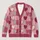 Heart Stripe Motif For Casual Spring Layering, Romantic Everyday Style For Women All-over Print Knitted Cardigan - 1