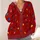 Colorful Holiday String Lights on Deep Red Background for Festive Winter Layering All-over Print Knitted Cardigan - 4