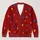 Colorful Holiday String Lights on Deep Red Background for Festive Winter Layering All-over Print Knitted Cardigan - 1