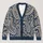 Navy Ivory Paisley Swirls for Bohemian Autumn Layering and Relaxed Everyday Style All-over Print Knitted Cardigan - 1