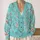 Turquoise Botanical Blossoms for Relaxed Autumn Layering and Everyday Feminine Style All-over Print Knitted Cardigan - 2