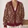 Burgundy Damask Florals for Elegant Everyday Layering and Vintage-Inspired Daily Style All-over Print Knitted Cardigan - 2