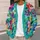 Colorful Turquoise Floral Blooms for Creative Weekend Layering and Youthful Style All-over Print Knitted Cardigan - 5