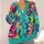 Colorful Turquoise Floral Blooms for Creative Weekend Layering and Youthful Style All-over Print Knitted Cardigan - 4