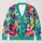 Colorful Turquoise Floral Blooms for Creative Weekend Layering and Youthful Style All-over Print Knitted Cardigan - 1