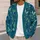 Teal Peacock Feather Botanical Motif for Elegant Everyday Layering and Office Style All-over Print Knitted Cardigan - 5