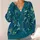 Teal Peacock Feather Botanical Motif for Elegant Everyday Layering and Office Style All-over Print Knitted Cardigan - 4