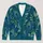 Teal Peacock Feather Botanical Motif for Elegant Everyday Layering and Office Style All-over Print Knitted Cardigan - 1