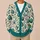 Teal Botanical Ornaments and Winter Foliage for Cozy Holiday Layering, Women’s Gift All-over Print Knitted Cardigan - 6