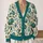 Teal Botanical Ornaments and Winter Foliage for Cozy Holiday Layering, Women’s Gift All-over Print Knitted Cardigan - 2