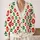 Red Green Ornament Holiday Cheer For Festive Gatherings, Women's Seasonal Winter Wardrobe All-over Print Knitted Cardigan - 2