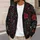 Red Floral Botanical Motifs for Elegant Evening Layering and Everyday Autumn Outfits All-over Print Knitted Cardigan - 5