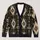 Black Beige Geometric Diamond Motifs For Autumn Layering And Everyday Boho Style All-over Print Knitted Cardigan - 1