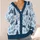 Blue Dachshund Christmas Trees Floral Winter Holiday Style for Women and Dog Lovers All-over Print Knitted Cardigan - 4
