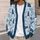 Blue Dachshund Christmas Trees Floral Winter Holiday Style for Women and Dog Lovers All-over Print Knitted Cardigan - 5