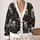 Skull Black Cat Halloween Gothic Style for Casual Layering and Night Out Fashion All-over Print Knitted Cardigan - 2
