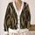 Charcoal Mustard Abstract Brushstrokes for Relaxed Everyday Streetwear Layering Men All-over Print Knitted Cardigan - 2