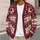 Burgundy Ivory Nordic Snowflakes and Heraldic Stags for Festive Winter Layering Men All-over Print Knitted Cardigan - 5