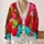 Colorful Bear Hearts for Cozy Everyday Layering and Cheerful Weekend Adventures Together All-over Print Knitted Cardigan - 2