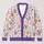 Cute Purple Ghost Pumpkin Floral Fall Layering Gift For Women Halloween Lovers Cozy Days All-over Print Knitted Cardigan - 1