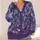 Abstract Indigo Floral Texture for Relaxed Layering, Weekend Wear, and Artful Style All-over Print Knitted Cardigan - 4
