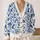Blue Botanical Blooms for Relaxed Spring Layering and Everyday Women’s Casual Style All-over Print Knitted Cardigan - 2