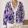 Purple Pansy Blooms for Relaxed Spring Layering and Everyday Garden Style Dressing All-over Print Knitted Cardigan - 2