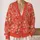 Coral Berry Botanical Floral Motifs for Autumn Layering and Everyday Office Wear All-over Print Knitted Cardigan - 2