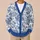 Blue And White Toile Dogs And Balloons For French Country Office And Weekend Layering All-over Print Knitted Cardigan - 6