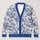 Blue And White Toile Dogs And Balloons For French Country Office And Weekend Layering All-over Print Knitted Cardigan - 1