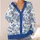 Blue And White Toile Dogs And Balloons For French Country Office And Weekend Layering All-over Print Knitted Cardigan - 4