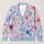Pastel Blue Pink Floral Layering Style for Women, Elegant Spring Fall Everyday Wardrobe All-over Print Knitted Cardigan - 1