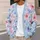 Pastel Blue Pink Floral Layering Style for Women, Elegant Spring Fall Everyday Wardrobe All-over Print Knitted Cardigan - 5