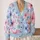 Pastel Blue Pink Floral Layering Style for Women, Elegant Spring Fall Everyday Wardrobe All-over Print Knitted Cardigan - 2