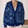 Blue Botanical Foliage for Autumn Layering, Everyday Office Style and Evening Events All-over Print Knitted Cardigan - 2