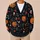 Jack-O'-Lanterns, Skulls and Maple Leaves for Autumn Halloween Gatherings for Women All-over Print Knitted Cardigan - 6