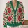 Red Green Floral Boho Botanical Style for Everyday Layering and Spring Autumn Wear All-over Print Knitted Cardigan - 2