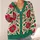 Red Green Floral Boho Botanical Style for Everyday Layering and Spring Autumn Wear All-over Print Knitted Cardigan - 4