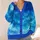 Blue Starry Sky Watercolor Look for Spring Vacation Layering Plus Size Women Casual All-over Print Knitted Cardigan - 4