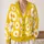 White Daisy Floral Yellow Spring Layering Look For Casual Everyday Weekend Wear All-over Print Knitted Cardigan - 2