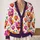 Watercolor Jack-O'-Lantern Heart Faces For Halloween Gatherings And Autumn Layering All-over Print Knitted Cardigan - 2
