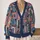 Abstract Indigo Patchwork Motifs for Layered Autumn Outfits and Everyday Weekend Style All-over Print Knitted Cardigan - 2