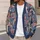 Abstract Indigo Patchwork Motifs for Layered Autumn Outfits and Everyday Weekend Style All-over Print Knitted Cardigan - 5