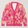Pink Yellow Watercolor Floral Waves for Cozy Autumn Layers, Youthful Women's Style All-over Print Knitted Cardigan - 1