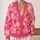 Pink Yellow Watercolor Floral Waves for Cozy Autumn Layers, Youthful Women's Style All-over Print Knitted Cardigan - 2