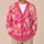 Pink Yellow Watercolor Floral Waves for Cozy Autumn Layers, Youthful Women's Style All-over Print Knitted Cardigan - 6